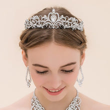 Silver Plated Floral Crystal Swirl Bridal Tiara - La Bella Bridal Accessories
