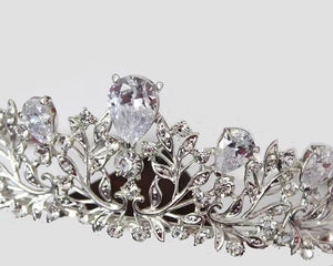 Gorgeous Crystal CZ Zircon Crystal Floral Bridal Tiara - La Bella Bridal Accessories