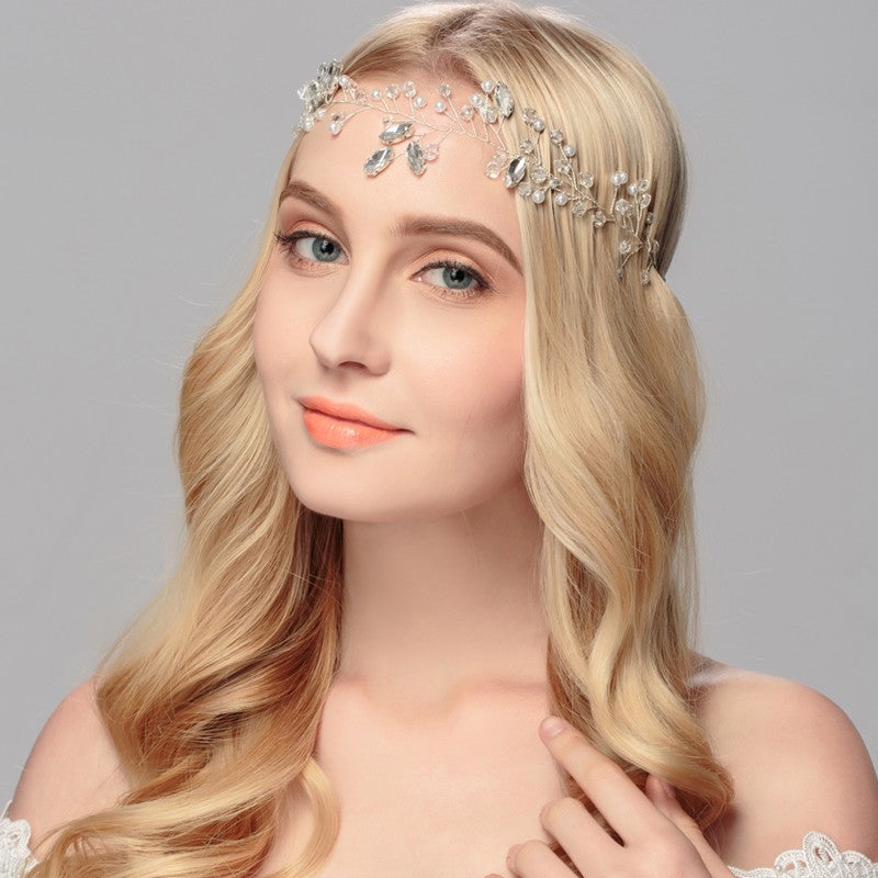 Delicate Lilly Ivory Pearl & Crystal Hair Vine Headband – La  display picture 3