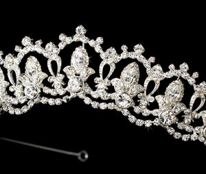 Gorgeous Royal Antique Silver Crystal Bridal Tiara Crown - La Bella Bridal Accessories