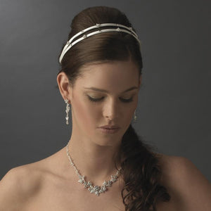 Flower Double Crystal Bridal Headband - La Bella Bridal Accessories