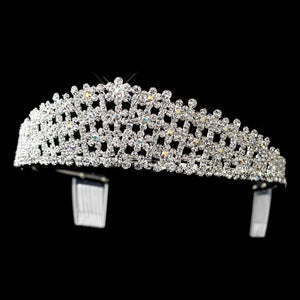 Silver AB & Round 3 Row Crystal Tiara - La Bella Bridal Accessories