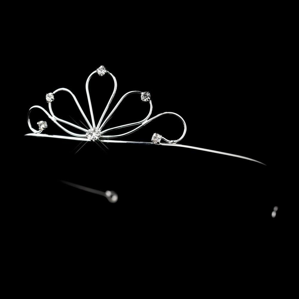Silver Crystal Tiara Headpiece - La Bella Bridal Accessories