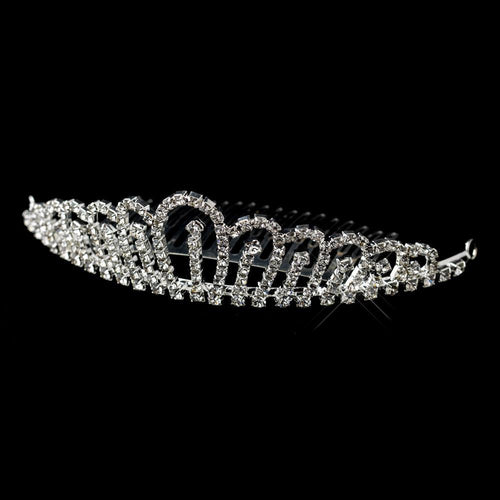 Silver Crystal Hair Tiara Comb - La Bella Bridal Accessories