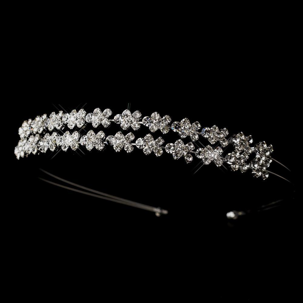 Silver Crystal Double Headband - La Bella Bridal Accessories