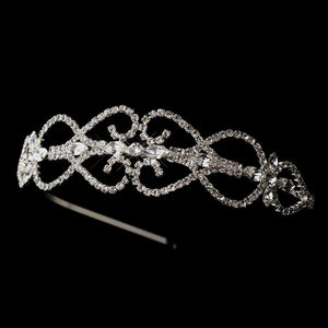 Silver Crystal Heart Headband - La Bella Bridal Accessories