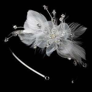 Bridal Feather Fascinator on Headband - La Bella Bridal Accessories
