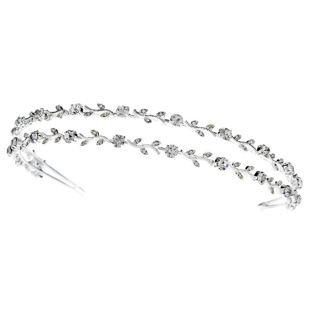 Crystal & Pearl Bridal Headband Silver - La Bella Bridal Accessories