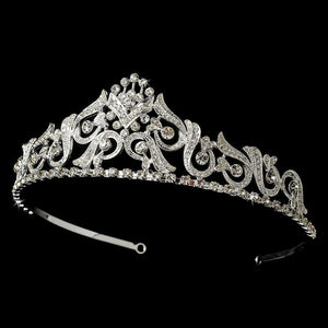 Vintage Inspired Silver Crystal Wedding Tiara - La Bella Bridal Accessories