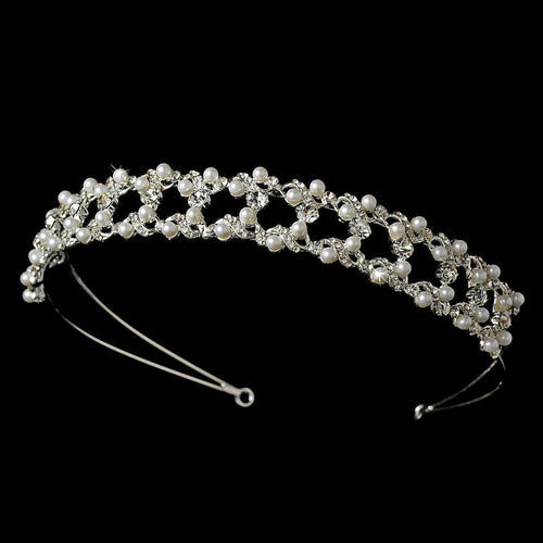 Crystal & Pearl Classic Bridal Headband - La Bella Bridal Accessories