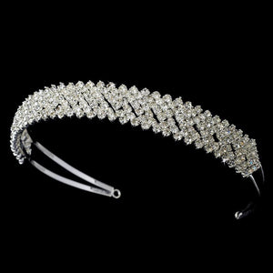 Crystal Covered Headband in Lustrous Silver Plating - La Bella Bridal Accessories