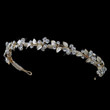 Lt Gold Crystal Floral Headband - La Bella Bridal Accessories