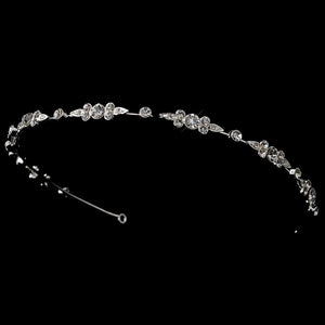 Silver Crystal Simple Headband - La Bella Bridal Accessories
