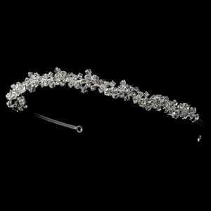 Silver Plated Round and Swarovski Cryatal Wedding Headband - La Bella Bridal Accessories