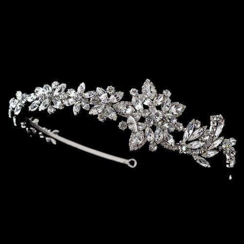 Antique Silver Vintage Bridal Headpiece with Side Accent - La Bella Bridal Accessories