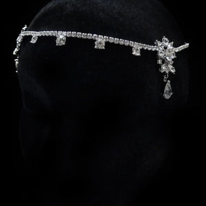 Antique Silver CZ Crystal Kim Kardashian Inspired Forehead Headpiece - La Bella Bridal Accessories