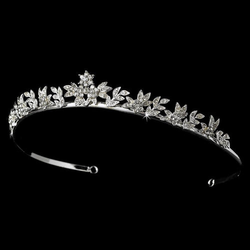 Silver Floral Tiara - La Bella Bridal Accessories