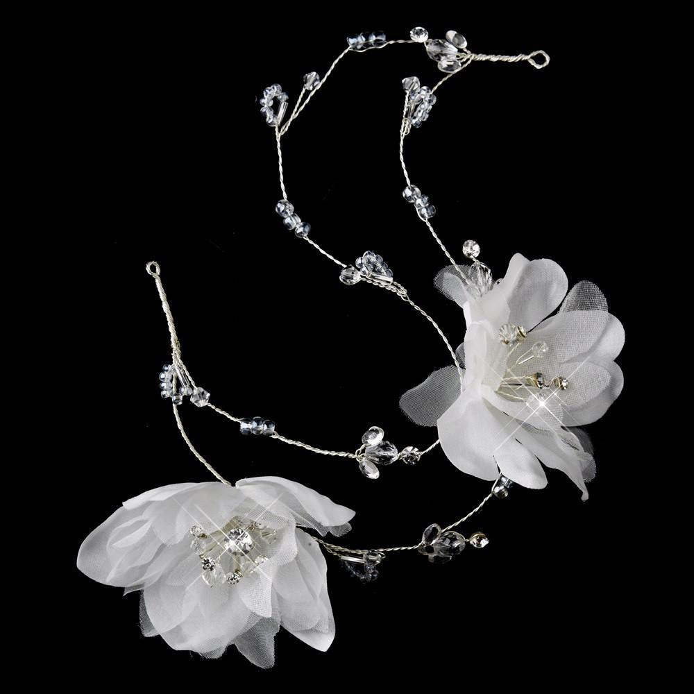 Flower Crystal Bridal Headpiece(White or Ivory) - La Bella Bridal Accessories