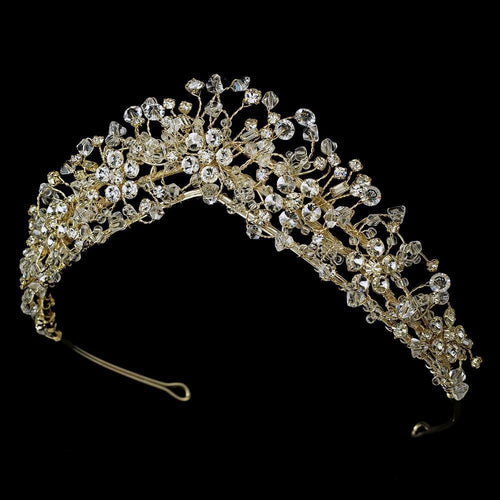 Enchanting Gold Crystal Bridal Tiara - La Bella Bridal Accessories