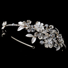 Ivory Flower Crystal Side Accented Gold Headband - La Bella Bridal Accessories