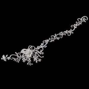 Crystal & Crystal Floral Swirl Hair Vine - La Bella Bridal Accessories