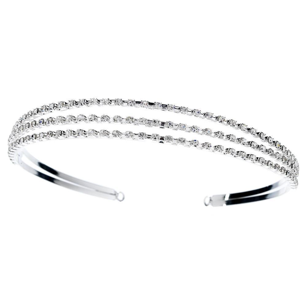 Silver Crystal Triple Band Headband - La Bella Bridal Accessories