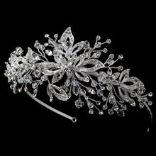 Silver Swarovski Crystal Bead & Crystal Side Accented Headband - La Bella Bridal Accessories