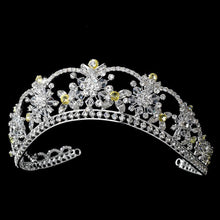 Sparkling Silver Plated Swarovski Crystal Tiara with Amber Accents - La Bella Bridal Accessories