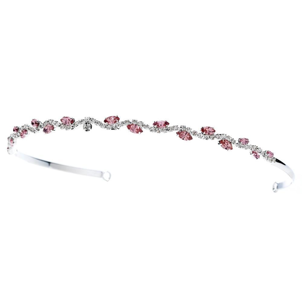 Wavy Pink Crystal Headband - La Bella Bridal Accessories