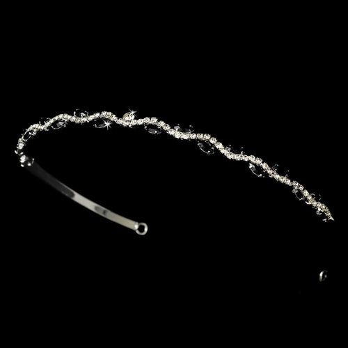 Wavy Black Crystal Headband - La Bella Bridal Accessories