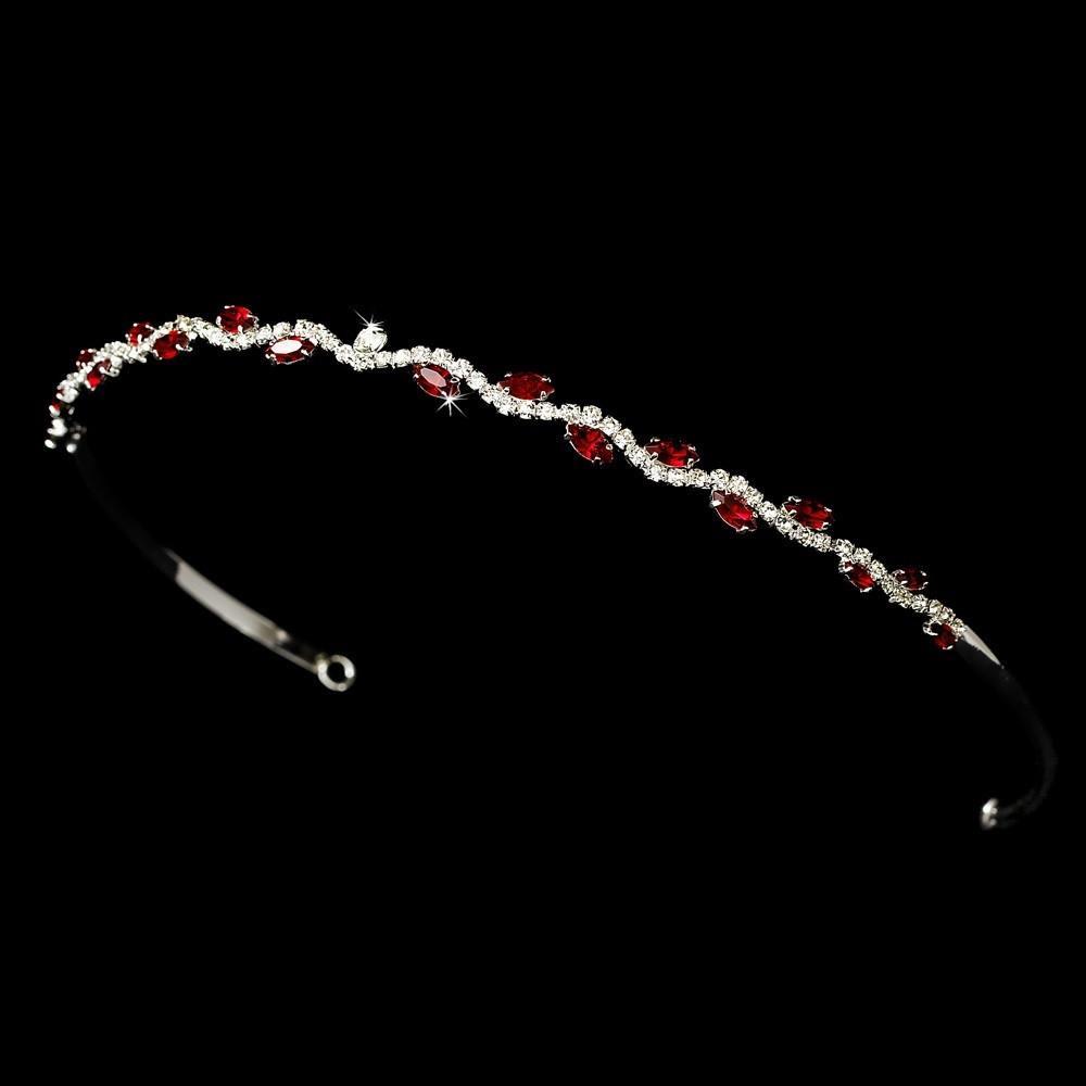 Wavy Dark Red Crystal Headband - La Bella Bridal Accessories