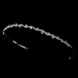 Wavy Light Blue Crystal Headband - La Bella Bridal Accessories