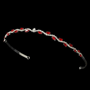 Elegant Light Red Crystal Tiara Headband - La Bella Bridal Accessories