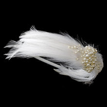 Feather & Pearl Bridal Headband (White or Ivory) - La Bella Bridal Accessories