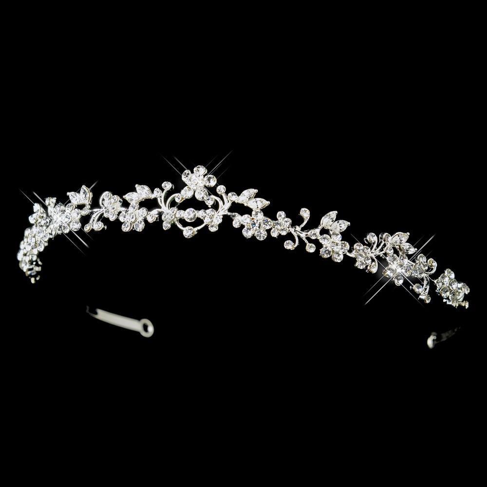 Silver Crystal Wedding Tiara Headpiece - La Bella Bridal Accessories