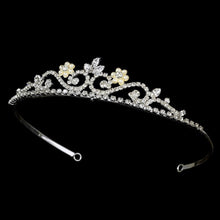 Silver Crystal and Faux Pearl Tiara - La Bella Bridal Accessories