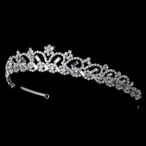 Silver Crystal Bridal Tiara - La Bella Bridal Accessories