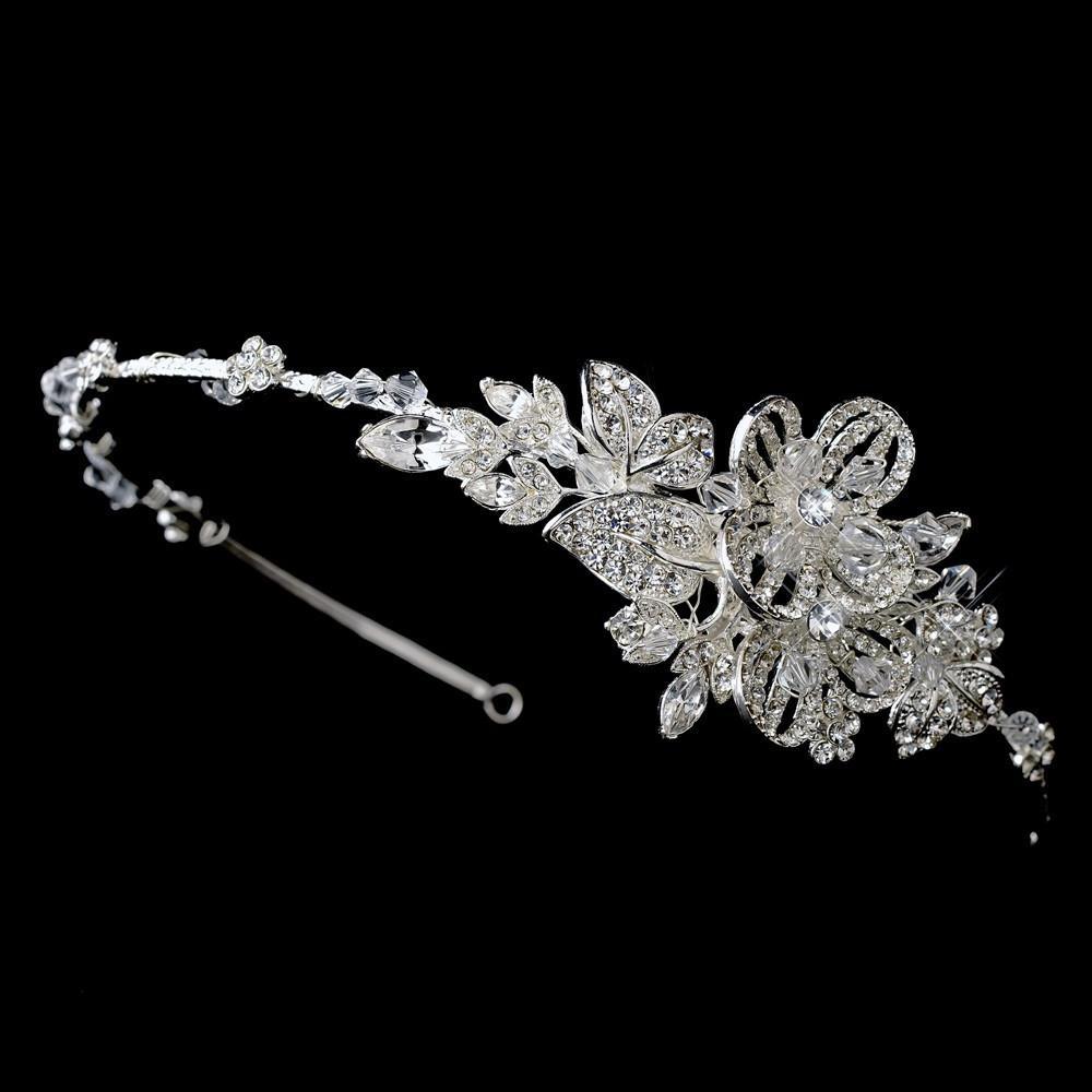 Beautiful Crystal Side Accented Bridal Headpiece - La Bella Bridal Accessories