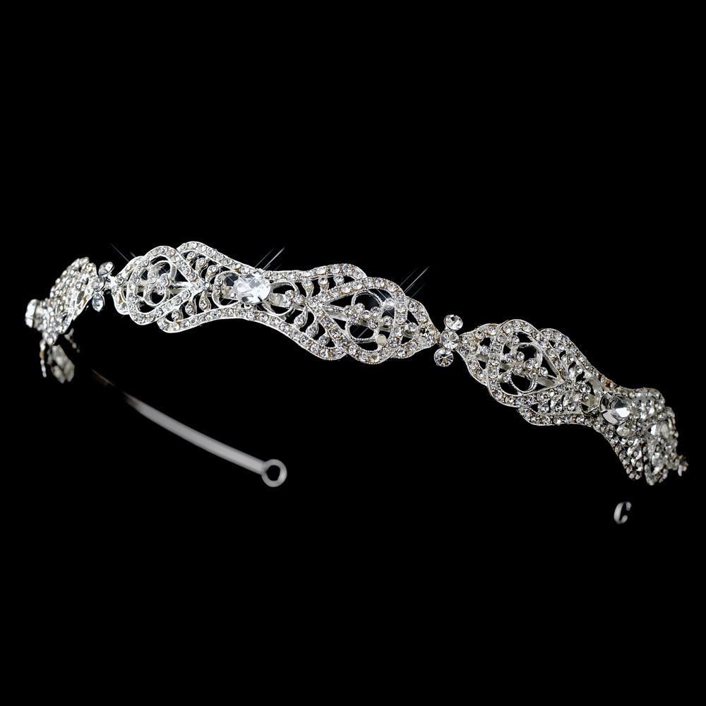 Crystal Vintage Silver Headband Tiara - La Bella Bridal Accessories