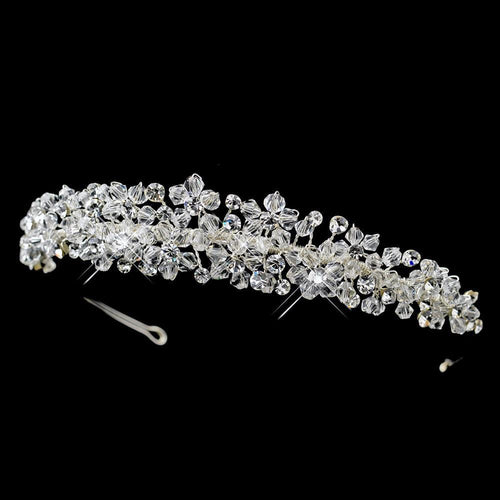 Silver Swarovski Crystal Wedding Headband Tiara - La Bella Bridal Accessories