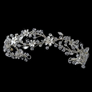 Swarovski Crystal Floral Wedding Headpiece - La Bella Bridal Accessories