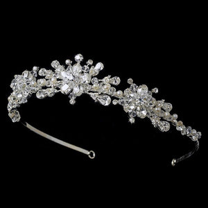 Crystal and Freshwater Pearl Wedding Tiara Headpiece - La Bella Bridal Accessories