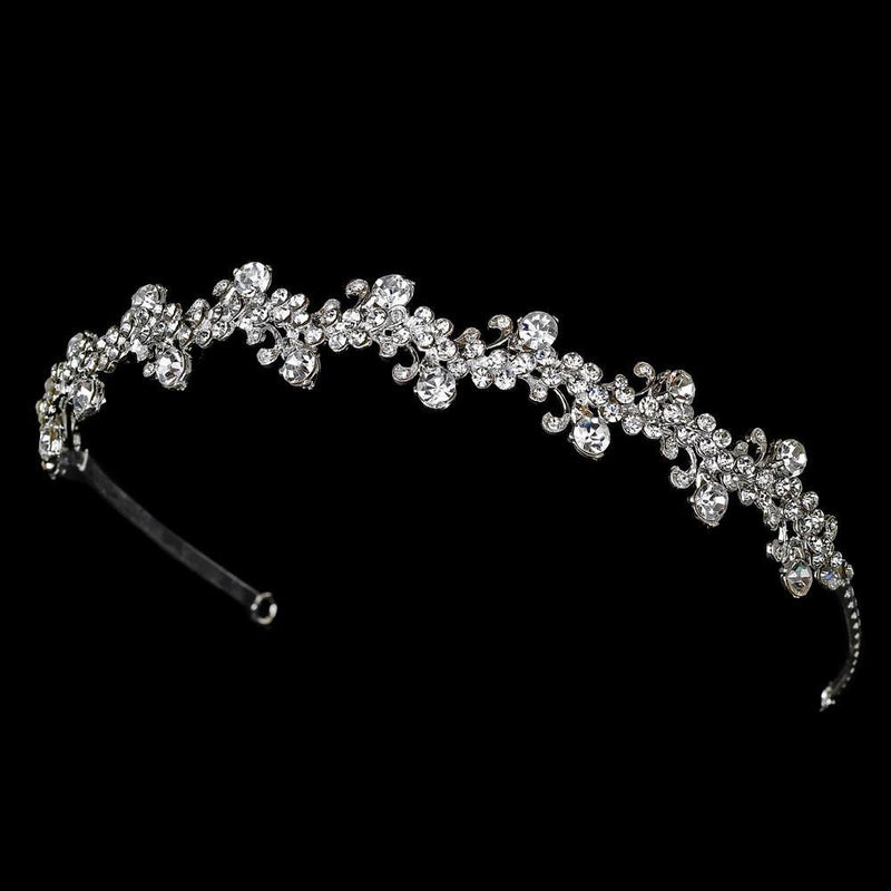 Sparkling Vintage Crystal Embellished Silver Headband Sparkle Clear Silver Rhinestone Crystal Stone Beaded  main image 3