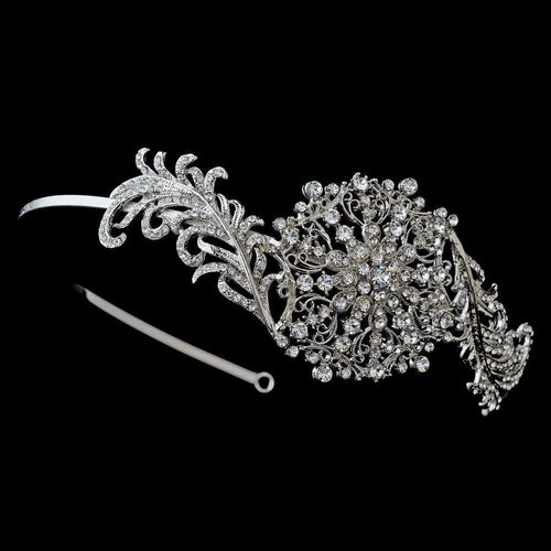 Vintage Inspired Side Accented Crystal Headband - La Bella Bridal Accessories