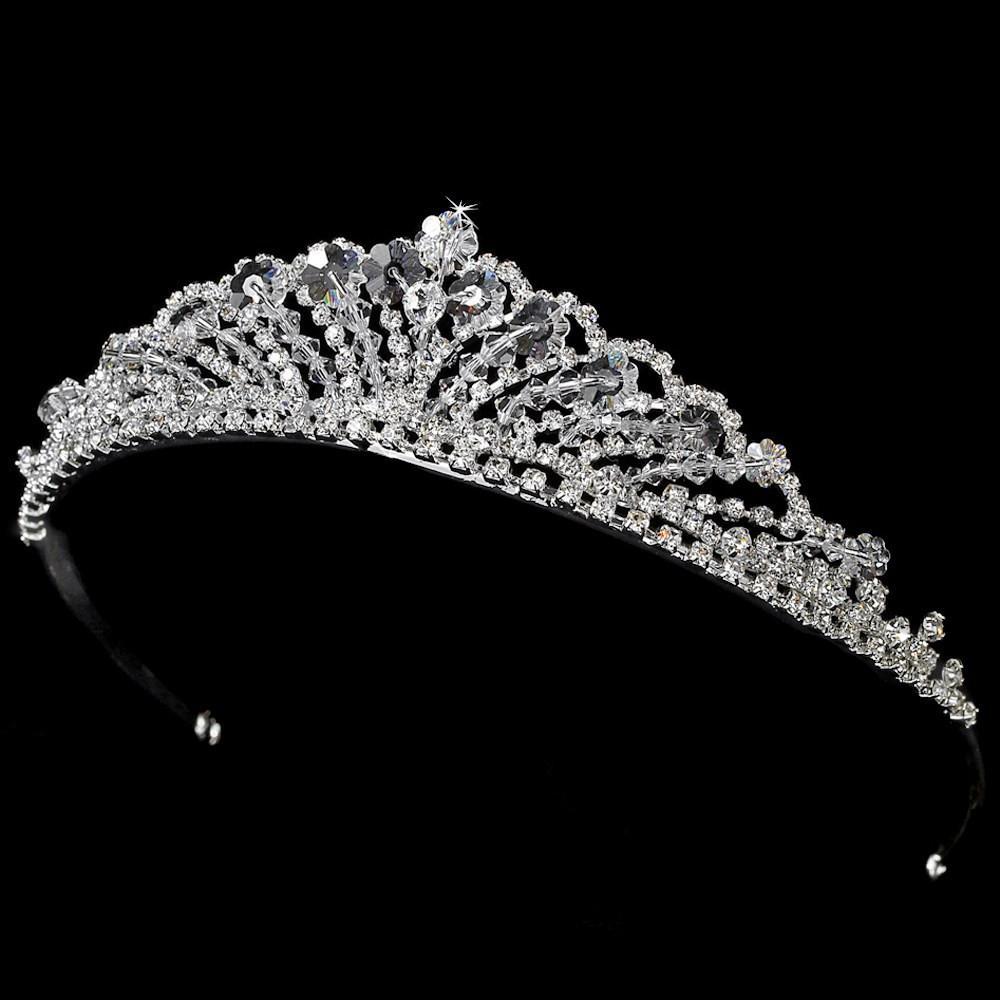 Swarovski Crystal & Bicone Crystal Tiara Crown - La Bella Bridal Accessories