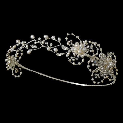 Silver and Freshwater Pearl Circlet - La Bella Bridal Accessories