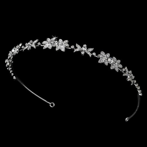 Silver Plated Crystal Bridal Headband - La Bella Bridal Accessories