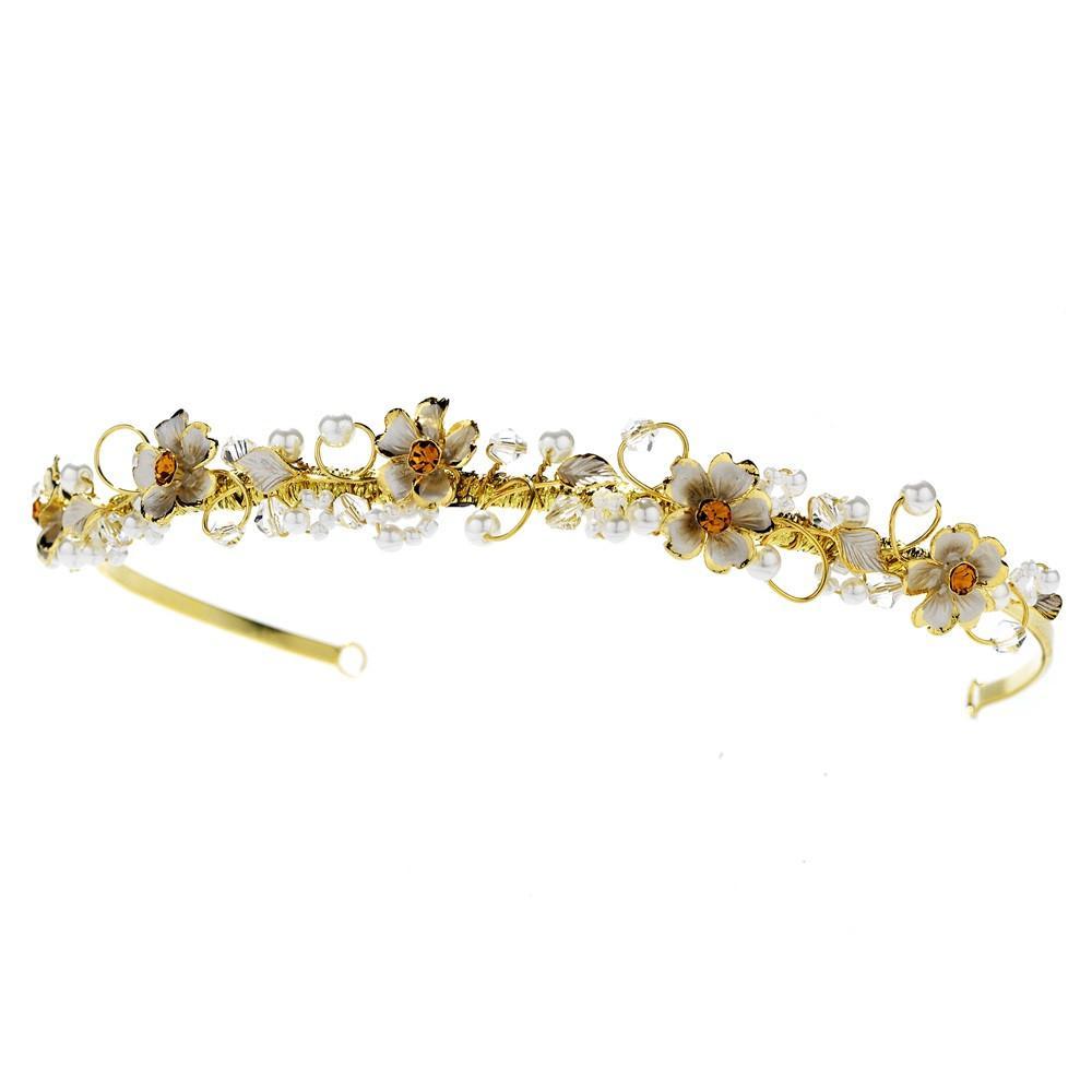 Gold Plated Bridal Headband - La Bella Bridal Accessories