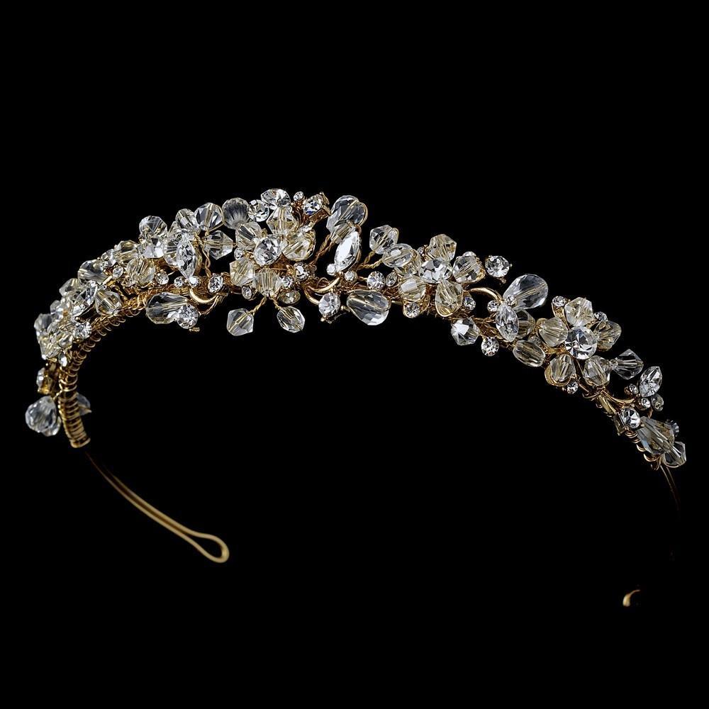 Crystal & Crystal Vine Bridal Tiara - La Bella Bridal Accessories