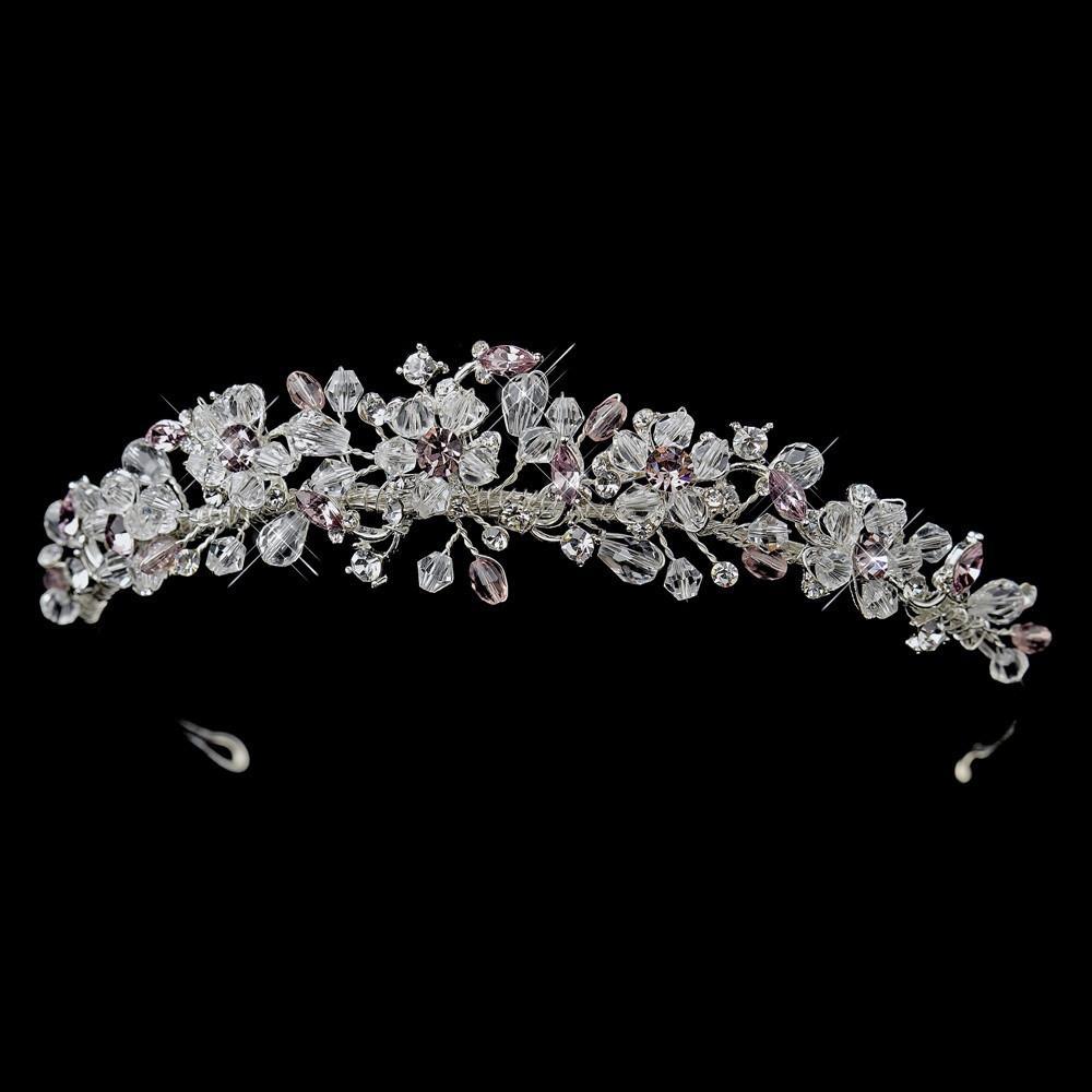 Silver Light Amethyst & Swarovski Crystal Tiara - La Bella Bridal Accessories